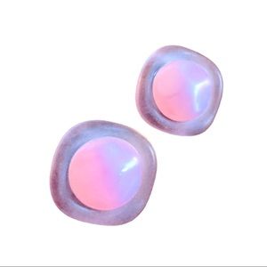 1980s Vintage Cute Cotton Candy Pink Avon Earrings * Clip On *